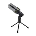 SF-920 Condenser Microphone with Stand 3.5mm Stereo Plug for Streaming, Recording, and Podcasting on PC, Plug and Play, Adjustable Stand with 360° Rotation