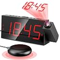 Mesqool Projection Alarm Clock with Bed Shaker, Dual Alarms