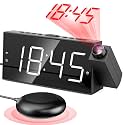 Mesqool Projection Alarm Clock with Bed Shaker, Dual Alarms