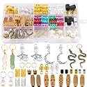 Messen 121PCS Hair Jewelry Dreadlocks Crystal Wire Wrapped Loc Adornment Imitation Wood Beads Braiding Cuffs Beard Tube Beads Hair Coils Rings Pearl Hair Pendants for Braids