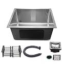 Messina 16" X 18" X 10" Stainless Steel Sink For Kitchen Handmade Sink Single Bowl Matt Silver Finish With Sound Proof Pads | Waste Pipe | Square Coupling | Adjustble Rack
