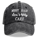 Messy Hair Don’t Care Hat for Women, Adjustable Wash Cotton Embroidered Hot Mess Mama Baseball Cap