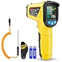 MESTEK Infrared Thermometer Temperature Gun, -58°F~1472℉, Non-Contact Digital IR Laser Thermometer Temp Gun with Probe for Cooking, Pizza Ovens, Griddles, Meat, HVAC, Adjustable Emissivity