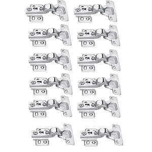 steel auto close non soft close slide on concealed hinges for half overlay door pack of 6 pair 8 degree cranksilver