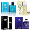Mens Cologne Set, EDP, 4 Pack (3.4 oz / 100 mL), Number One, Amazing Code, BLUE DE CHANCE, VerBlue, Lucky Amber Nights, for commute, summer days and travel