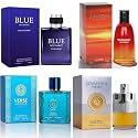 Mens Cologne Set, EDP, 4 Pack (3.4 oz / 100 mL), Firenight, BLUE DE CHANCE, AzuraI, Verse Adonis Blue, Fresh Gym Rotation, for commute, summer days and travel