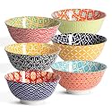 Metahom Ceramic Cereal Bowls Set of 6, Colorful Soup Bowls 23 Oz
