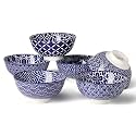 Metahom Small Bowls Set of 6, Ceramic Dessert Bowls, 10 Oz, Blue and White