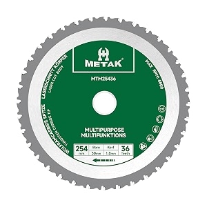 metak hm 254x30mm multifunctional circular saw blade for wood metal aluminium  multi-material saw blade 254mm 36 teeth for steel  30mm reduction ring included