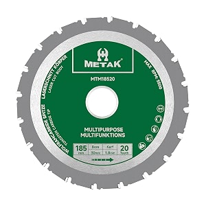 metak hm multifunctional circular saw blade 185 x 30 mm for wood metal aluminium versatile blade 185 mm 20 teeth for steel 30 mm reduction ring included