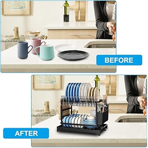 Metal 2 Tier Dish Drying Rack Set360