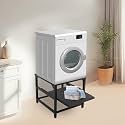 Metal Base for Washing Machine, Dryer Base with Pull-Out Shelves, Max. 150 kg, Adjustable Non-Slip Washing Machine Base, Pedestal Raiser for the Fridge Dryer(24’’x22’’x20.5’’,Black)