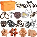 Metal Brain Teaser Puzzles Disentanglement Puzzles Metal Wooden Brain Teaser Puzzle 16pcs Logic Metal Puzzle for Adult Kid Toy Lock Puzzles Gift for Adults Teenagers Kids