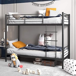 metal bunk bed 2 in 1 bunk bed with safety guard rail for kids  black metal bunk bed frame 7934l x 3934w with 72 x 36 inch mattress size