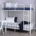 Metal Bunk Bed Frame for Kids | Metal Twin Over Full Floor Bunk Bed for Home (White)