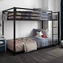 Metal Bunk Bed Frame for Kids | Metal Bunk Bed with Ladder for Bedroom Living Room Home (Black)