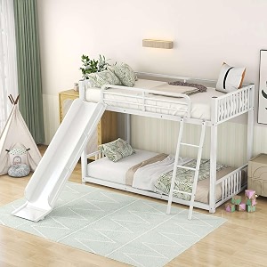 metal bunk bed frame for kids  twin over twin metal bunk bed with slide for bedroom living room home white
