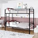 Metal Bunk Bed Frame for Kids | Twin Over Twin Metal Bunk Beds for Bedroom Home (Black)