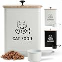 Metal Cat Food Container with Scoop 5-7 lb (25 Cup), w/ Airtight Bamboo Lid