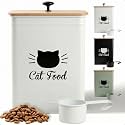 Metal Cat Food Container with Scoop 5-7 lb (25 Cup), w/ Airtight Bamboo Lid