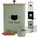 Metal Cat Food Container with Scoop 5-7 lb (25 Cup), w/ Airtight Bamboo Lid