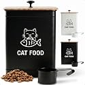Metal Cat Food Container with Scoop 5-7 lb (25 Cup), w/ Airtight Bamboo Lid