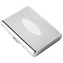 Metal Cigarette Case - Women and Men, Portable Double Sided Spring Clip Cigarette Case, Holds 18 Regular Size Cigarettes, Fits 100mm Cigarettes (Oval Silver)