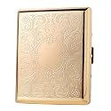 Metal Cigarette Case - Women and Men, Portable Double Sided Spring Clip Cigarette Case, Holds 20 Regular Size Cigarettes, Fits 100mm Cigarettes (Pattern Gold)