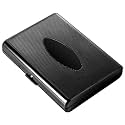 Metal Cigarette Case - Women and Men, Portable Double Sided Spring Clip Cigarette Case, Holds 18 Regular Size Cigarettes, Fits 100mm Cigarettes (Oval Black)