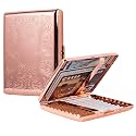 Metal Cigarette Case - Women and Men, Portable Double Sided Spring Clip Cigarette Case, Holds 20 Regular Size Cigarettes, Fits 100mm Cigarettes (20pcs Pattern Rose, 20pcs 100mm)