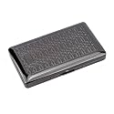Metal Cigarette Case - Women and Men, Portable Double Sided Spring Clip Cigarette Case, Holds 14 Regular Size Cigarettes, Fits 100mm Cigarettes (Scroll Black)