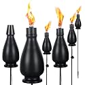 Metal Citronella Torches, 6 Pack Torches Garden for Outside 60 inch Flickering Flame Citronella Outdoor Light Torch,Metal Torches for Outside, Camping Patio Pathway Table Torch(Jet Black)