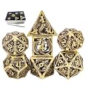 Metal DND Dice Set Dungeons and Dragon Dice Set Hollow Dragon Polyhedral Magic 7 PCS Dice Set with Gift Metal Box for Dungeons and Dragons Table Games Play Cards MTG(Dragon_Ancient Bronze)