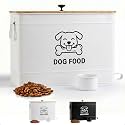 Metal Dog Food Container 15-20 lbs w/ Airtight Bamboo Lid, 70 Cup Capacity