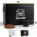 Metal Dog Food Container 15-20 lbs w/ Airtight Bamboo Lid, 70 Cup Capacity