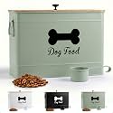 Metal Dog Food Container 15-20 lbs w/ Airtight Bamboo Lid, 70 Cup Capacity