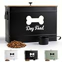 Metal Dog Food Container 15-20 lbs w/ Airtight Bamboo Lid, 70 Cup Capacity