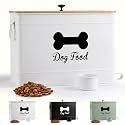 Metal Dog Food Container 15-20 lbs w/ Airtight Bamboo Lid, 70 Cup Capacity