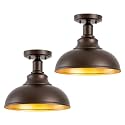 Metal Dome Semi Flush Monut Ceiling Light Fixture Farmhouse 2 Pack