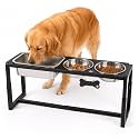 Metal Elevated Dog Bowls for Medium/Large Breed, 3 Adjustable Height(8.8''/11.5''/14'') Raised Dog Bowl Stand with Two 58oz &amp; One 1.2gallon Large Stainless Steel Dog Food Water Bowls