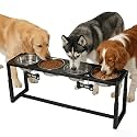 Metal Elevated Dog Bowls for Medium/Large Breed, 3 Adjustable Height(8.8"/11.5"/14") Raised Dog Bowl Stand with Four 58oz Stainless Steel Bowls, for Neck &amp; Joint Protection