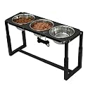 Metal Elevated Dog Bowls, Raised Dog Bowls for Medium/Large Sized Dogs with Three 58oz Stainless Steel Food Bowls, 3 Adjustable Height (8.8"/11.5"/14") Dog Bowl Stand Protect Neck & Joints