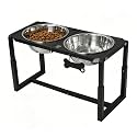 Metal Elevated Dog Bowls, Raised Dog Bowls for Large/Extra Large Breeds with Two 111oz Stainless Steel Food Bowls, 3 Adjustable Height (8.8"/11.5"/14") Dog Bowl Stand Protect Neck &amp; Joints