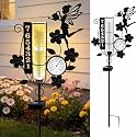 Metal Fairy Number Solar Rain Gauge Outdoor with LED Light and Thermometer