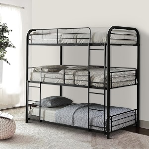 metal frame full triple bunk bed for bedroom living room  metal bunk bed frame for kids black