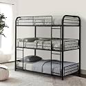 Metal Frame Full Triple Bunk Bed for Bedroom, Living Room | Metal Bunk Bed Frame for Kids (Black)