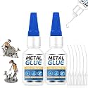 Metal Glue, Super Glue for Metal 60g Heavy Duty Instant Adhesive, Fast Drying Clear CA Adhesive for Stainless Steel, Aluminum, Iron, Jewelry Repair, DIY Crafts, Waterproof Strong Bonding