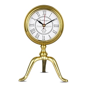Metal Gold Handcrafted Chrono Analog Table Clock