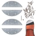Heel Plates, Metal Shoe Heel Taps Tips, 4 PCS Shoe Repair Replacement Pads with Nails for Worn Heels, Heavy Duty Anti-Wear Heel Protectors for Boots, Work Shoes and Dress Shoes