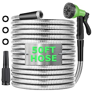 metal hose 50 ft stainless steel garden hose with 10 function nozzle
